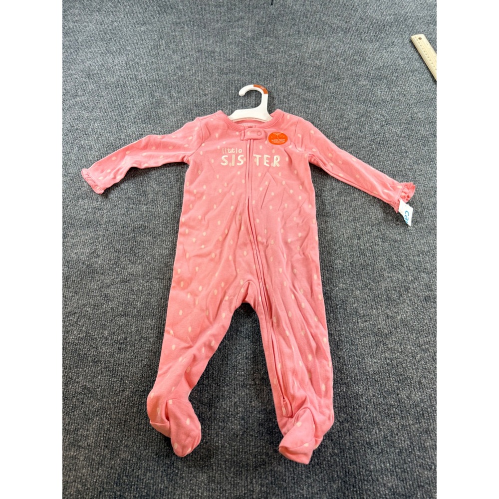 Carters Just One You Pink Little Sister Polka Dot 2-Way Zip Footed Sleeper NWT
